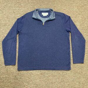 Mizzen + Main 1/4 Zip Pullover Blue Men's Large Trim Fit Made In America‎